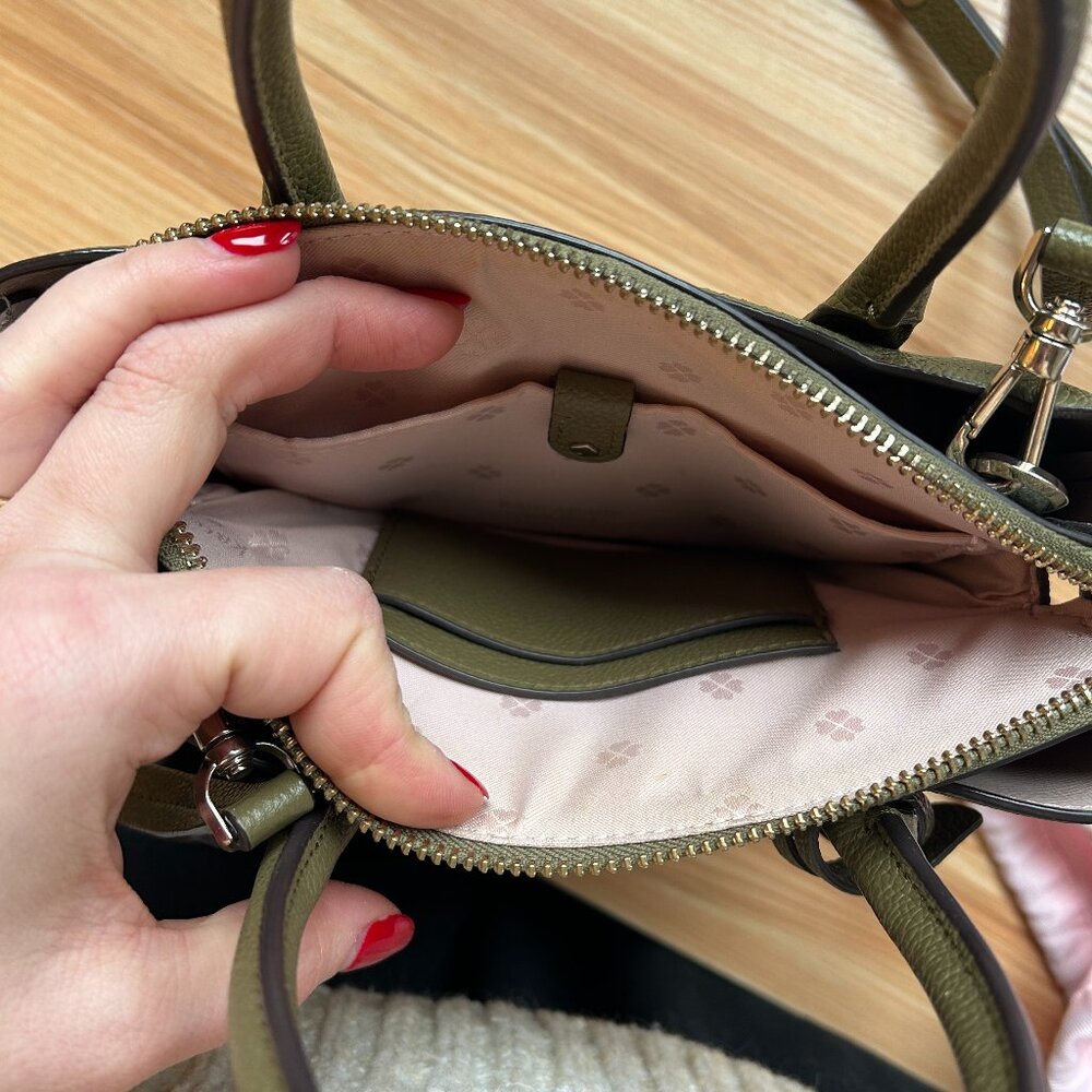 kate spade olive green leather satchel - Picture 5 of 8